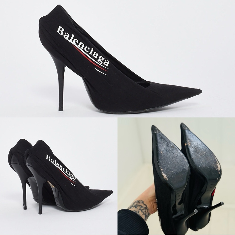 Balenciaga Runway Knife Pumps 2017 Dark Navy Size 39 Stiletto Heels - Picture 6 of 9